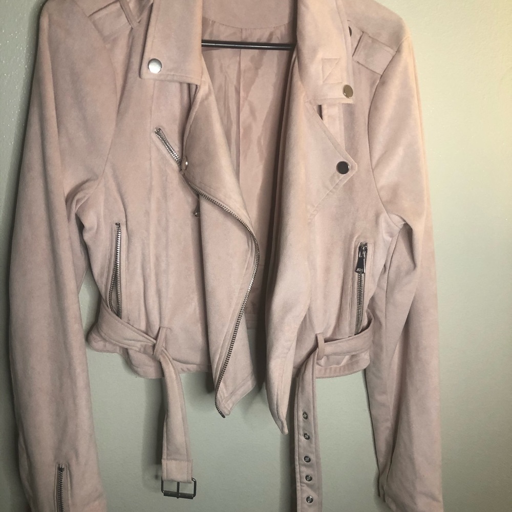 Women’s suede pastel pink winter jacket